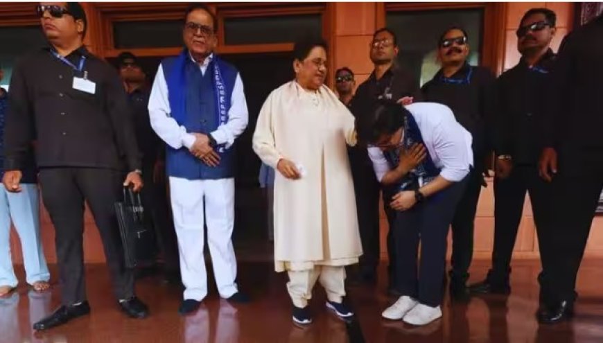 मायावती के पैर छूकर 10 सेकंड तक खड़े रहे आकाश आनंद, कांशी राम की पुण्यतिथि पर बुआ-भतीजे की मुलाकात ने खींचा ध्यान